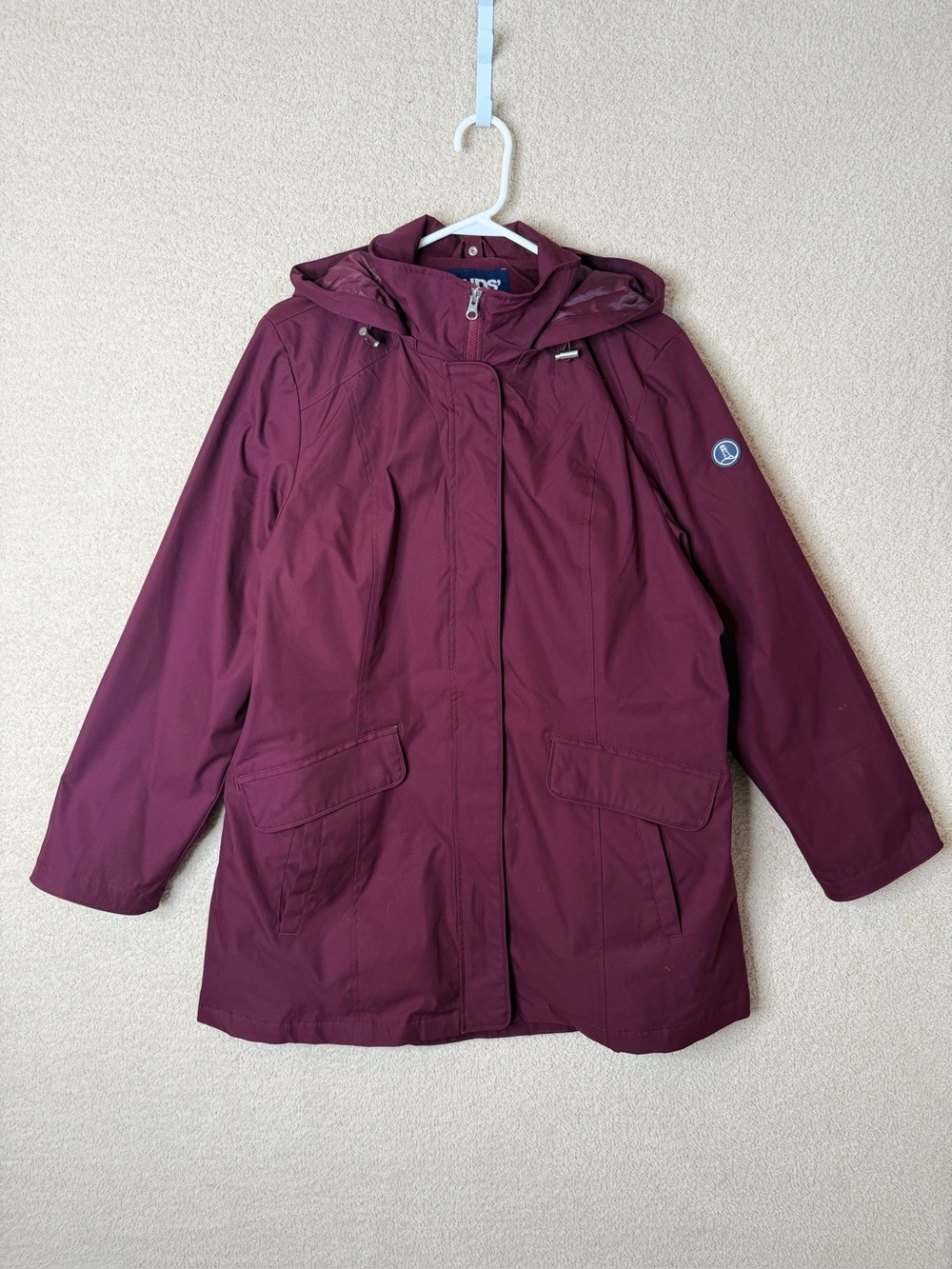 Lands’ End Burgundy 3-in-1 Hooded Jacket Quilted Vest XL